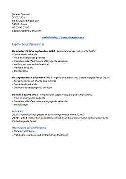 Cv Ambulancier Gratuit  Lettre De Motivation