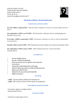 CV Secrétaire médicale pdf