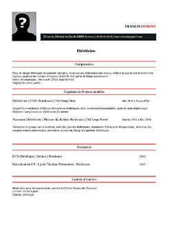 CV diététicien(ne) pdf