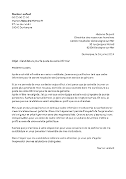 Lettre de motivation Cadre infirmier pdf