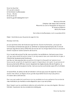 Exemple de lettre de motivation sage-femme  STAFFSANTÉ